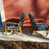 Pair of vintage rattan armchairs