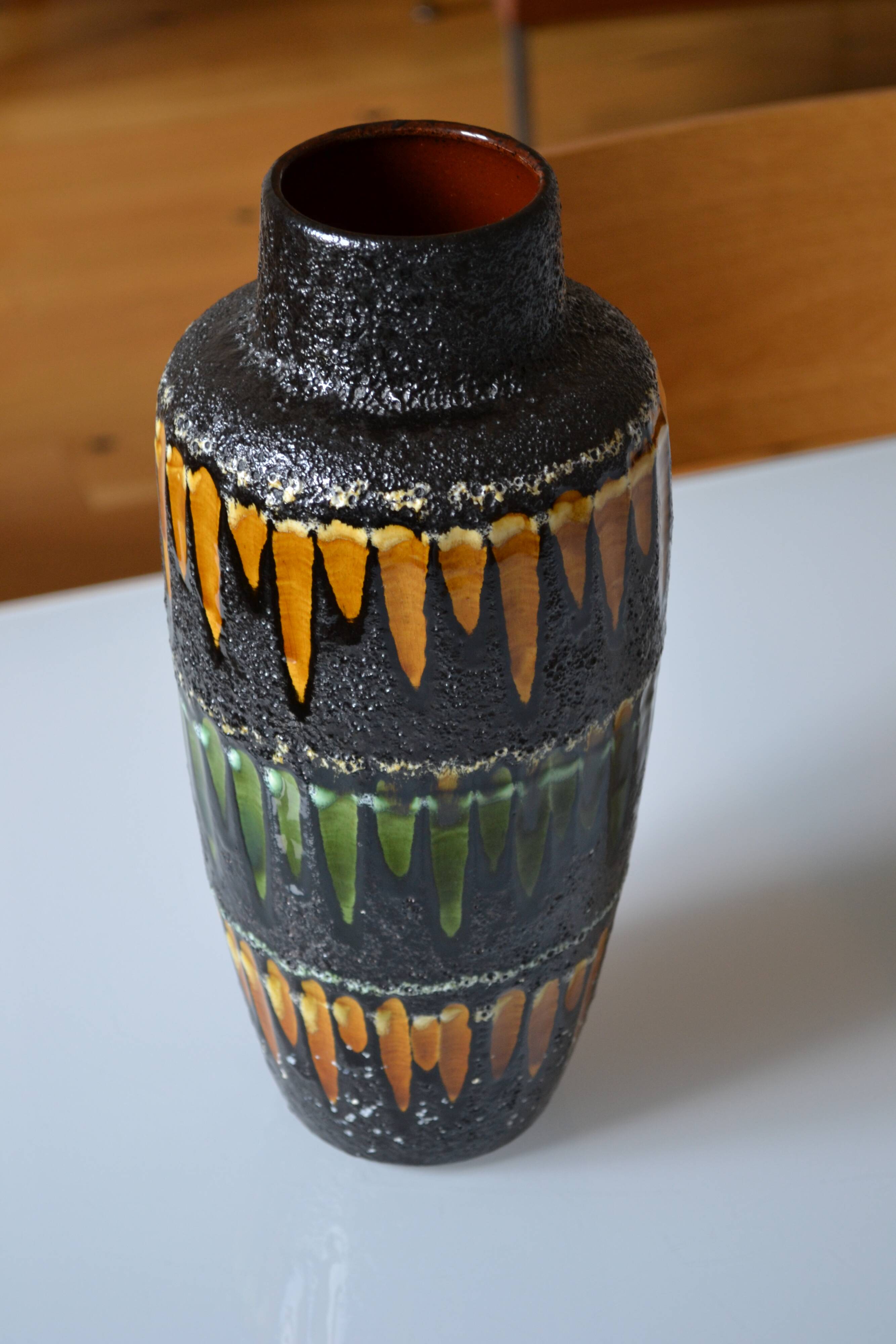 Scheurich Germany "Europ Linie" large ceramic vase Fat Lava 1970
