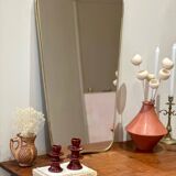 Miroir irrégulier organique trapèze barbier vintage Éden laiton doré