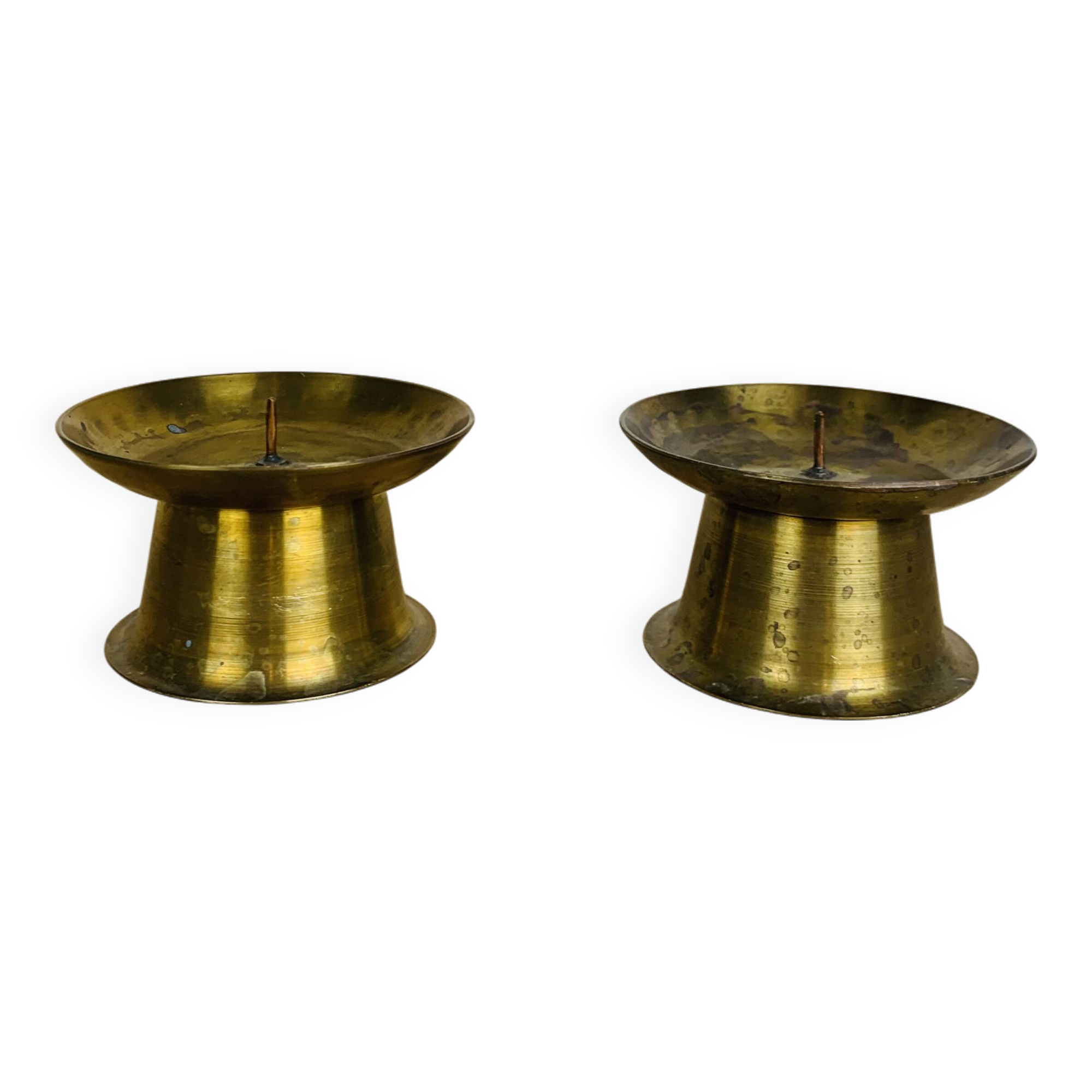 Pair of vintage gold-plated brass candlesticks