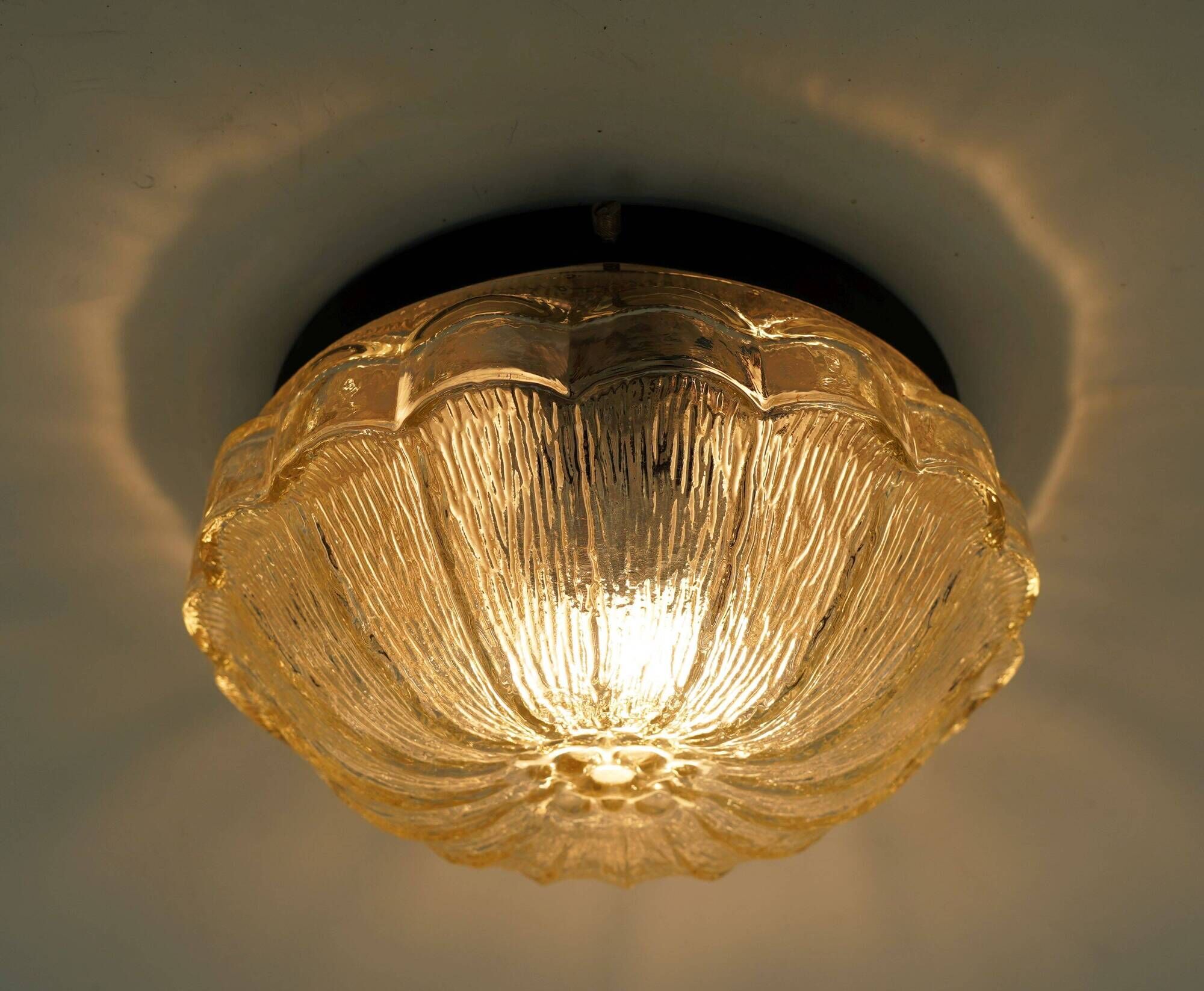 1970s mid century SCONCE or CEILING FIXTURE petal-shaped glass