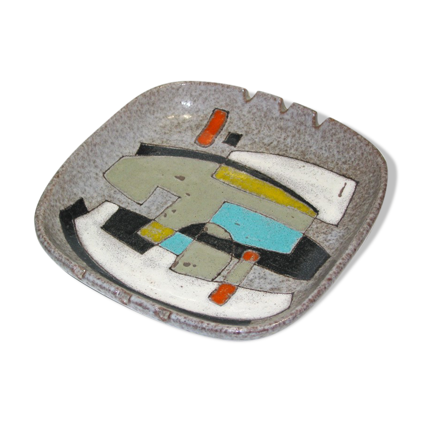 Ceramic ashtray decor colorful cubist 60s