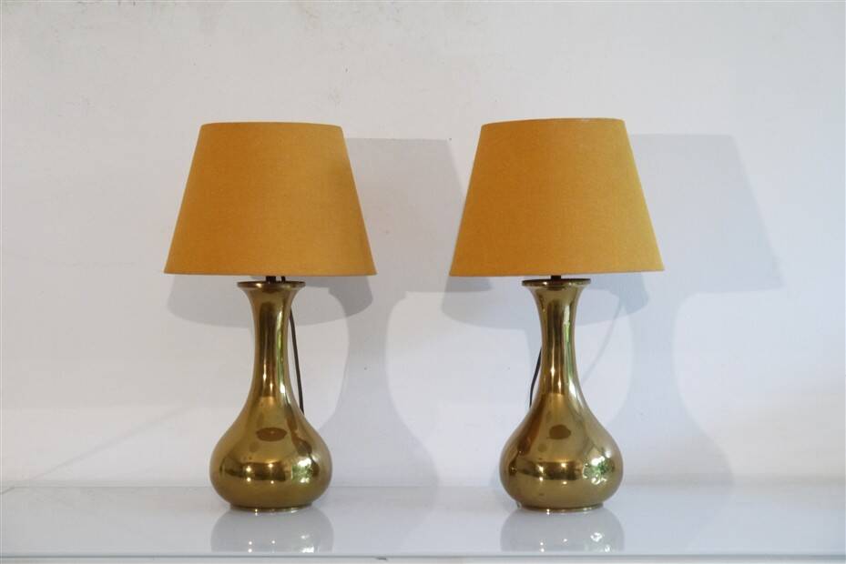 Pair of brass lamps 1960
