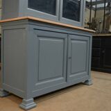 Bookcase sideboard with 2 bodies in gray patinated fir