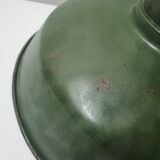 Antique factory or workshop enamelled green matte lampshade