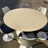 Vintage round Knoll Tulip eettafel (137cm) Marmer