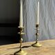 Pair of gilded candlesticks with engraved flower garland motifs H22