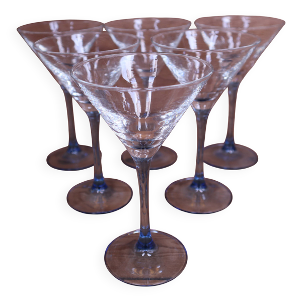 6 verres à cocktail Luminarc pieds bleu azur