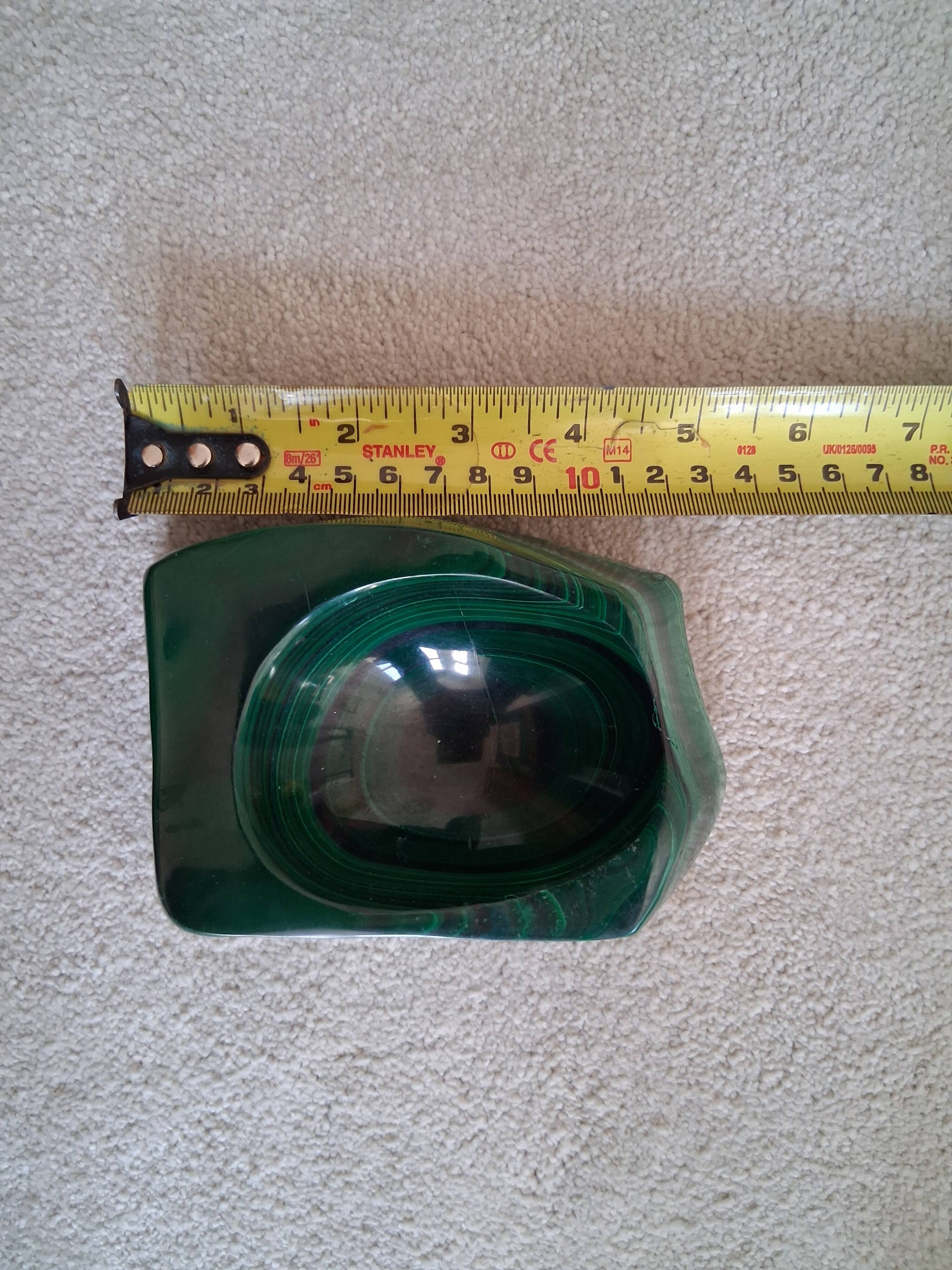 Cendrier en bloc de malachite solide vintage / Vide-Poche — Géométrique lourd de 1,34 kg