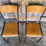 Pair of Vintage Style MULLCA Model 510 Grey Metal + Wood Chairs