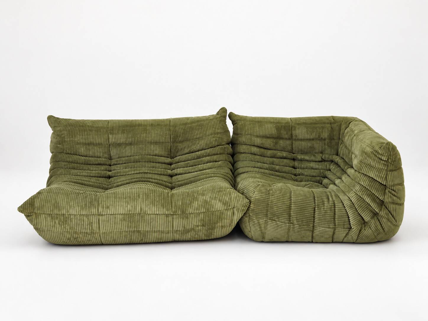 Michel Ducaroy for Ligne Roset Olive Togo 2-seat Sofa and corner seat, Set of 2
