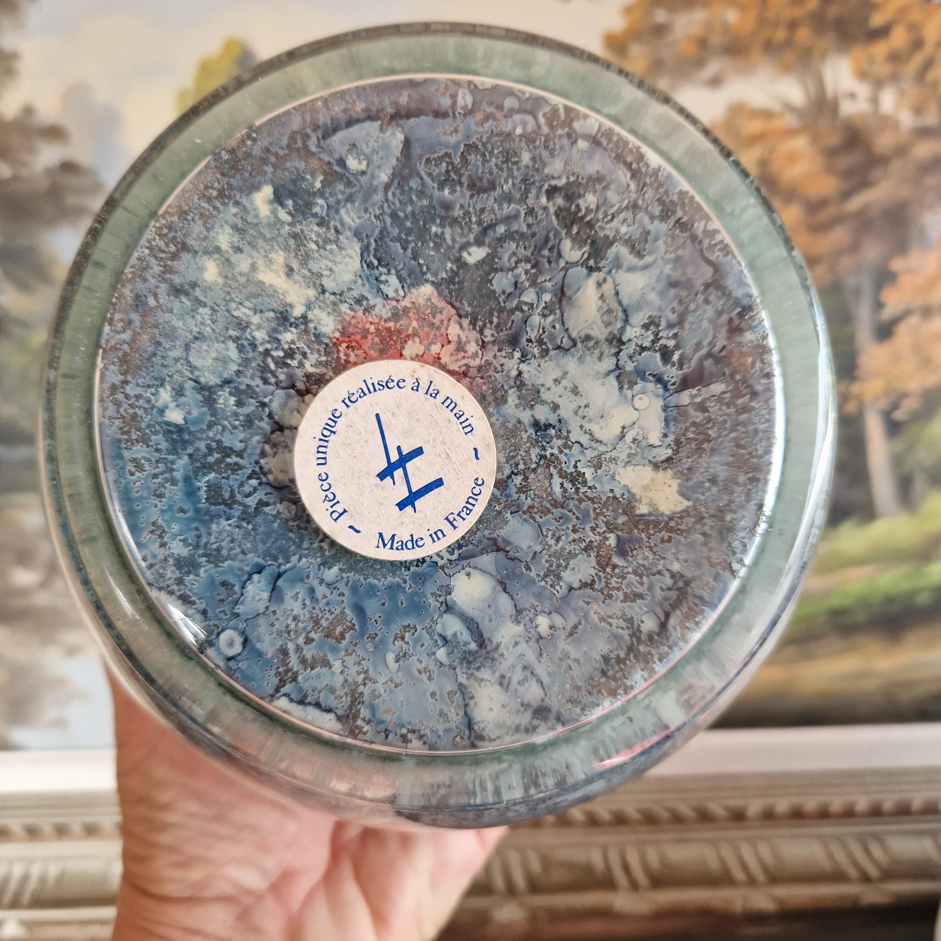 Laque line vase in églomisé glass, unique piece, handmade in france