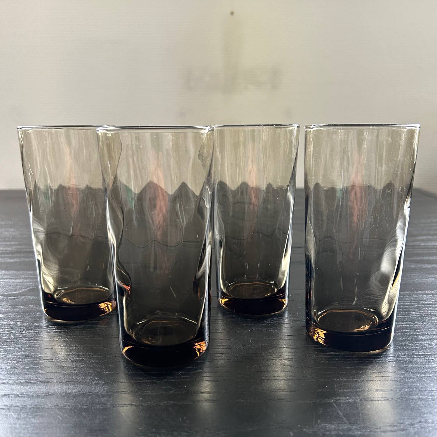 Set of 4 smoked optical glass glasses