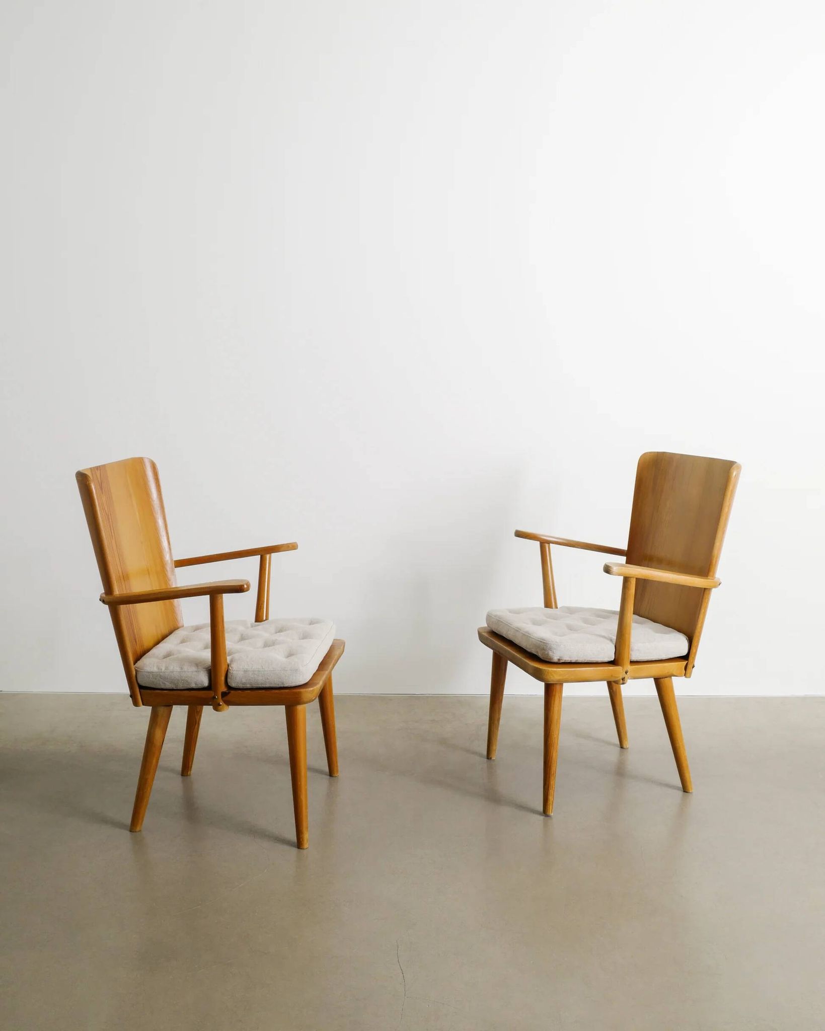 Pair of Swedish Mid Century Wooden Armchairs by Göran Malmvall, 1940s