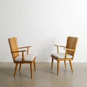 Pair of Swedish Mid Century Wooden Armchairs by Göran Malmvall, 1940s