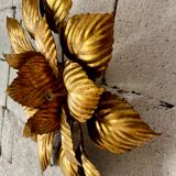 Vintage flower wall lamp in gilded metal