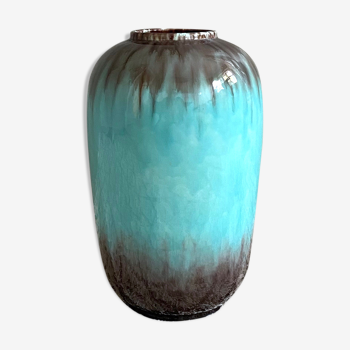 Vase en céramique, turquoise, intérieur vintage, poterie ouest-allemande