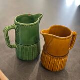 Old pitcher - vintage jug / ceramic slip Sarreguemines
