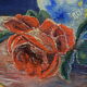 Pair of still life paintings bouquets oval golden frame