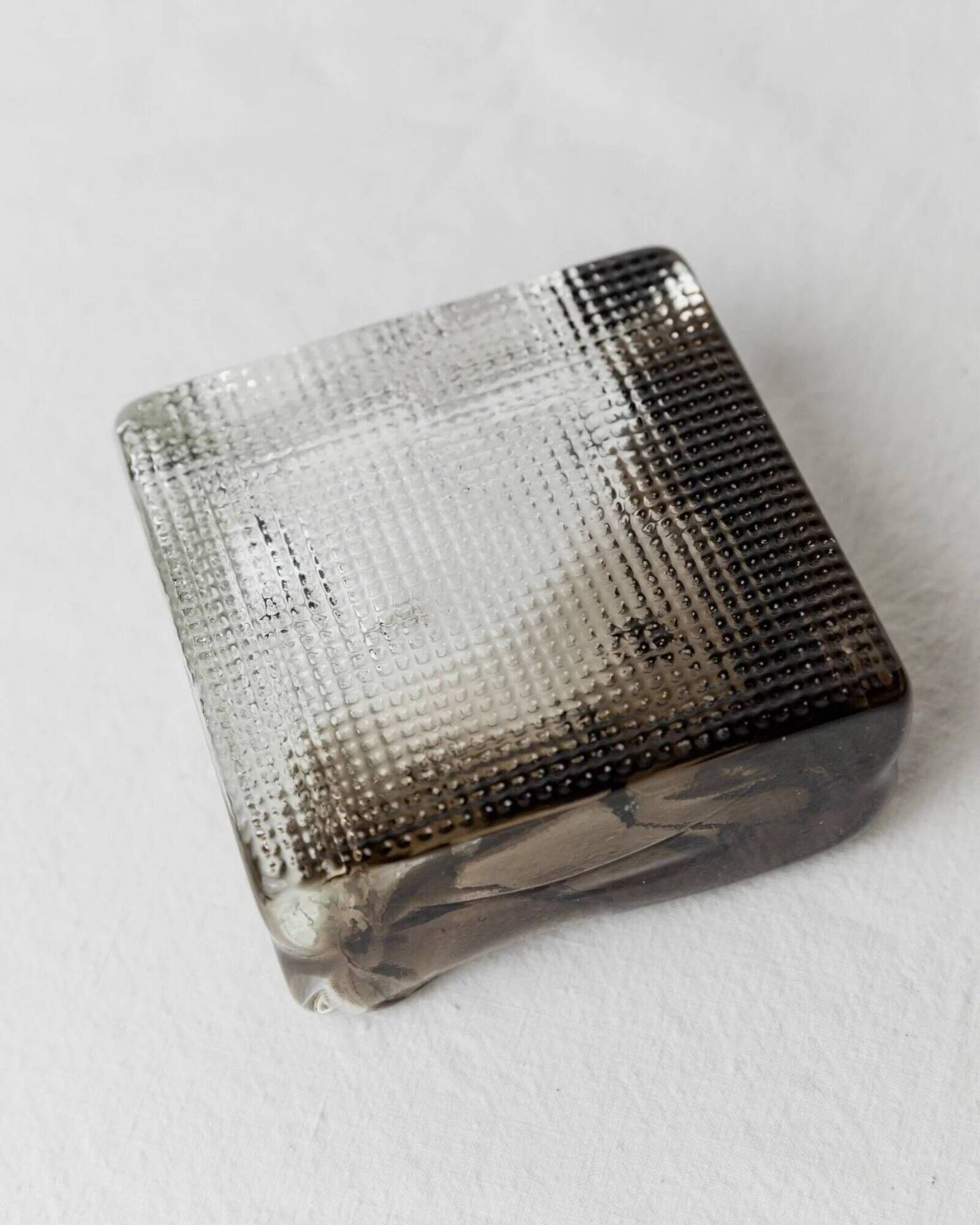 Transparent and Smoky Grey Murano Glass Ashtray – Vintage 1980s Hollywood Regency Decor