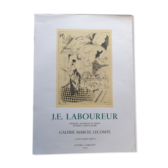Colour poster - Imprimerie Mourlot - Exhibition "Jean Emile Laboureur" - 1974