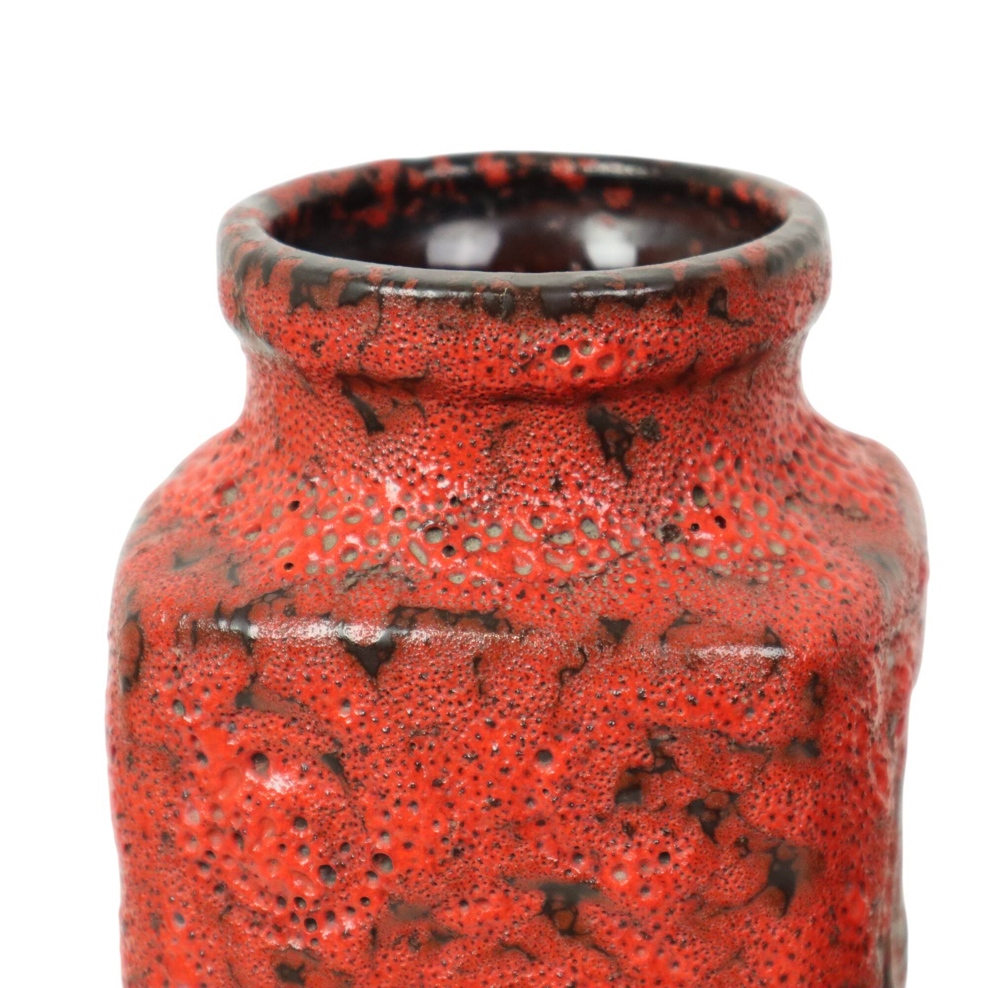 Set of 2 Red Fat Lava Vases Scheurich Jura West Germany