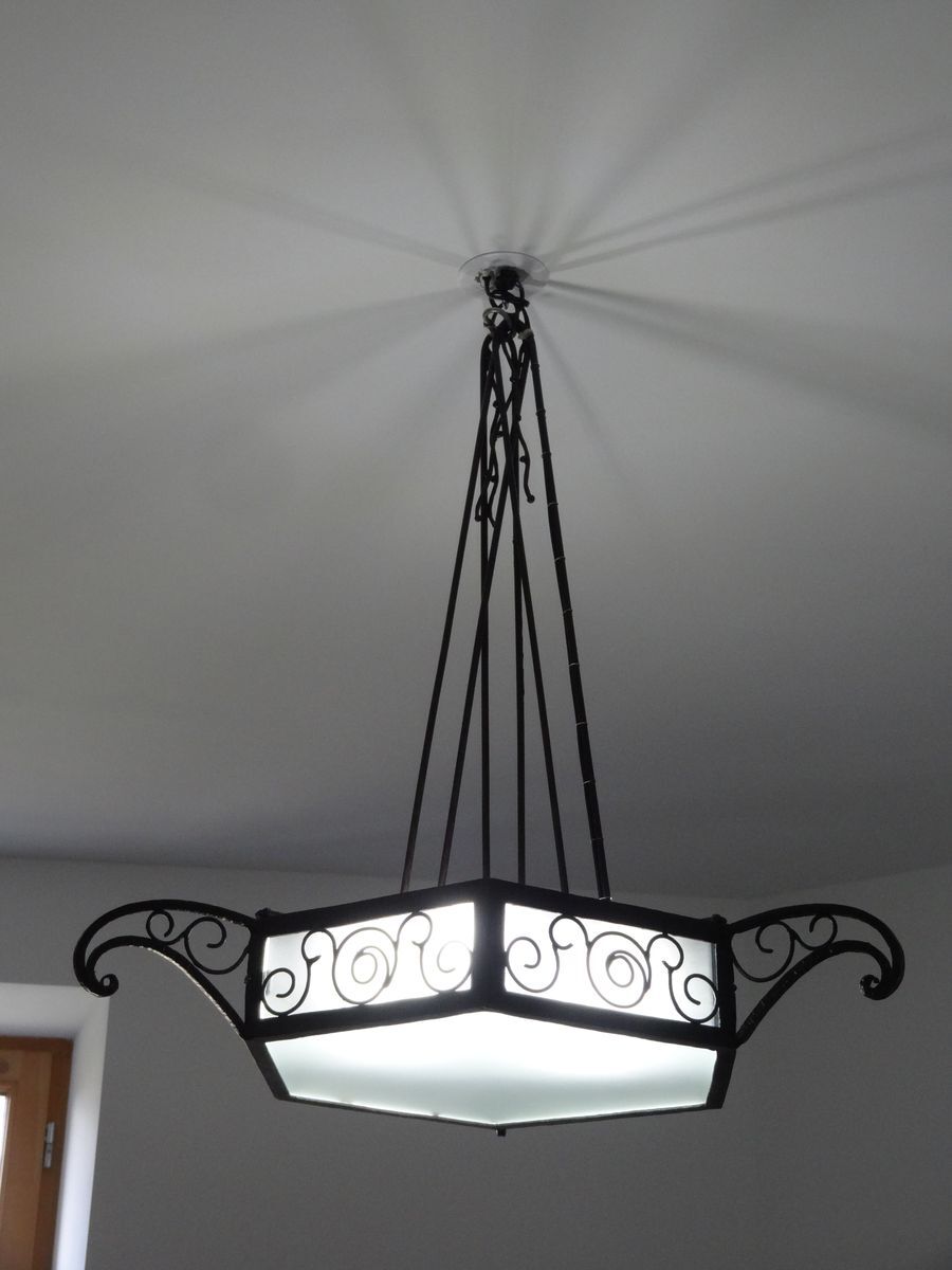 Lustre art déco en fer forgé