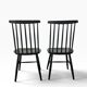 Set of 2 vintage black spindle wooden chairs
