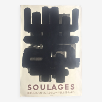 Pierre SOULAGES, Galerie Berggruen, 1957. Affiche en lithographie originale