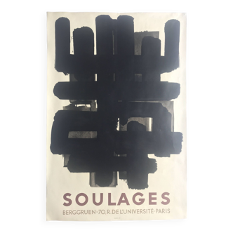 Pierre SOULAGES, Galerie Berggruen, 1957. Original lithograph poster