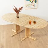 Dining table from the 1980s, solid bleached pine