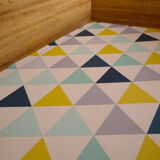 Chest of drawers vintage wood and rattan blond 4 drawers ca 1970