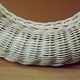 Vintage French White Oval Rattan Mirror Plywood Back Hanging Hook.