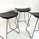 Contemporary Kitchen Counter Bar Stool Black Smoke Steel & Black Leather
