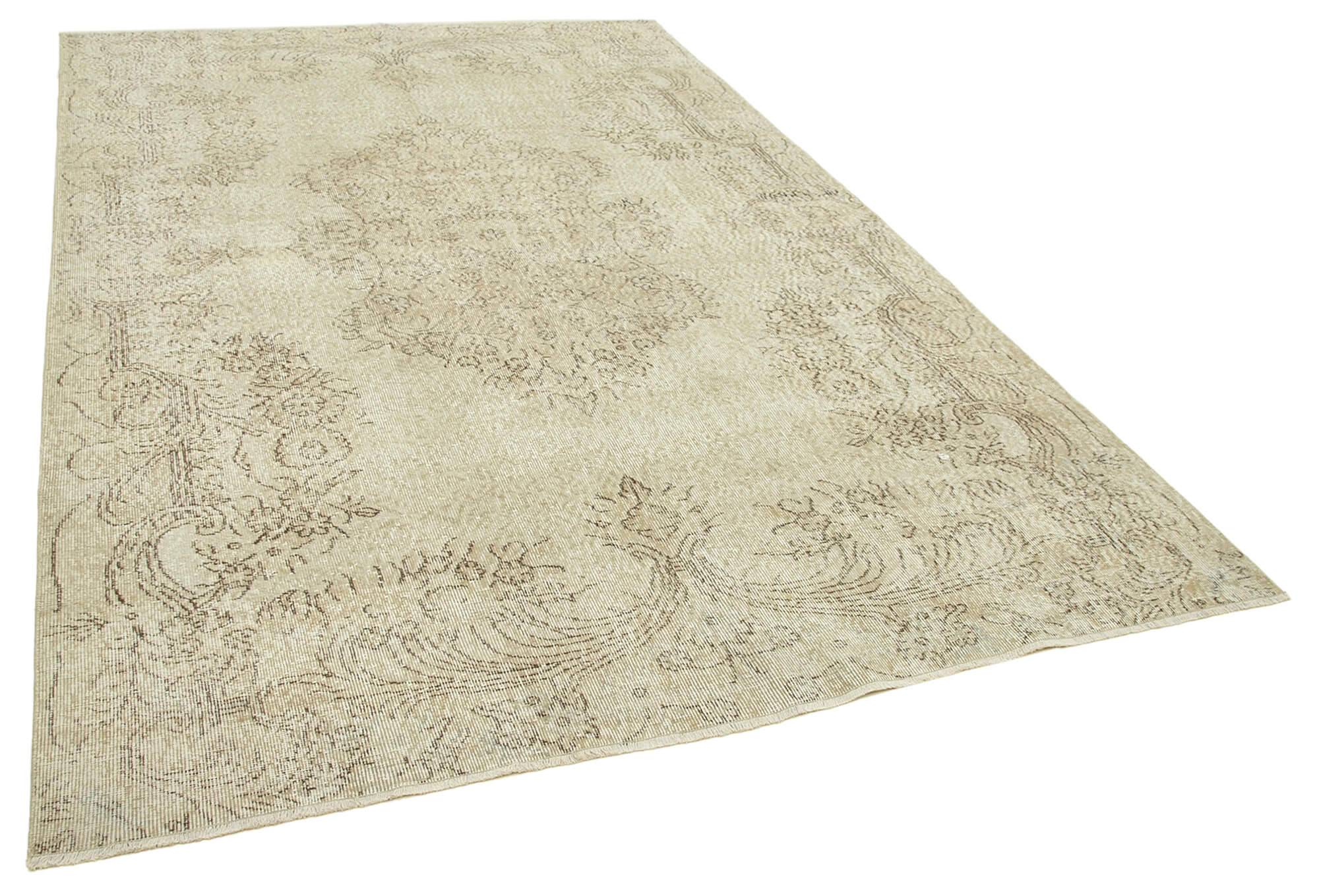 Hand-knotted rustic turkish beige rug 198 cm x 307 cm