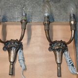 Paire d'appliques en bronze argenté 1900