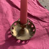 Vintage brass heart candle holder