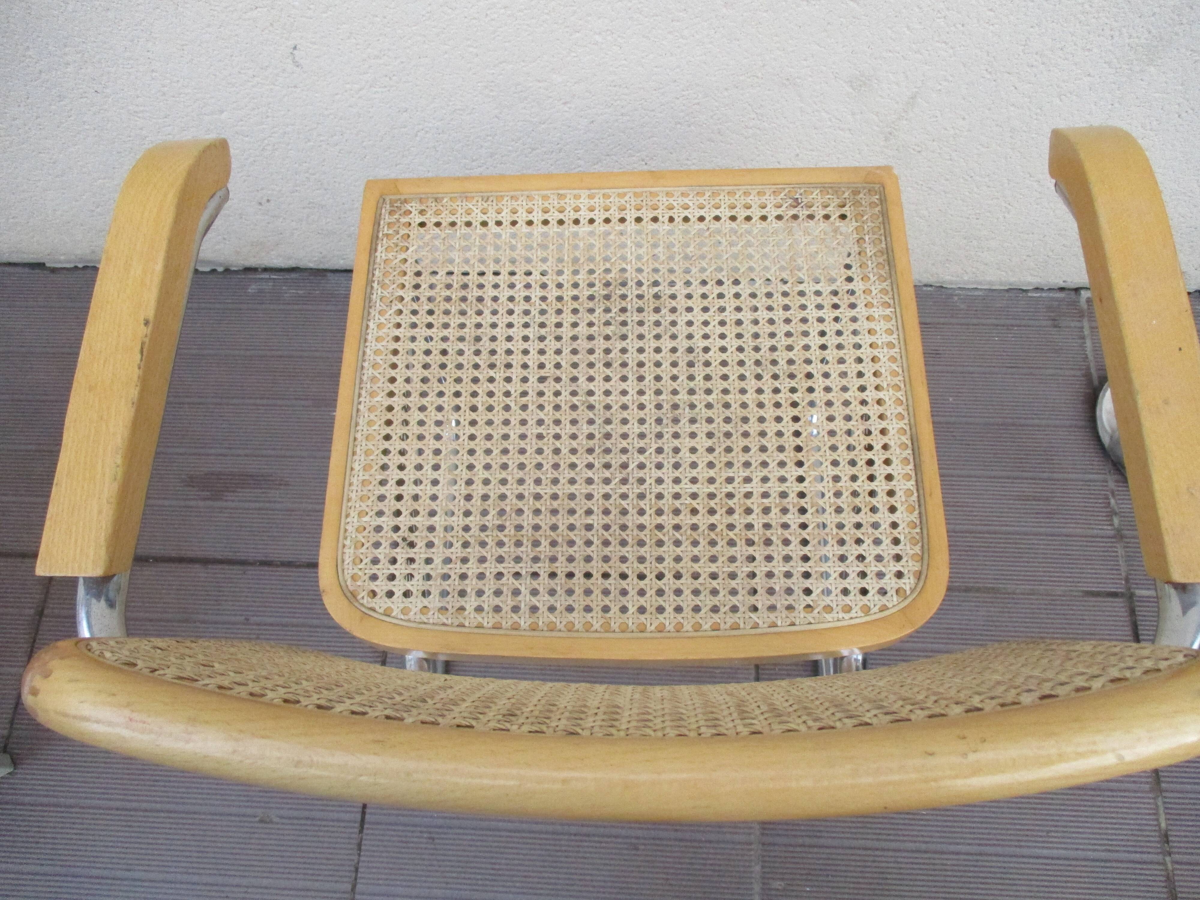 Fauteuil canné tubulaire chromé