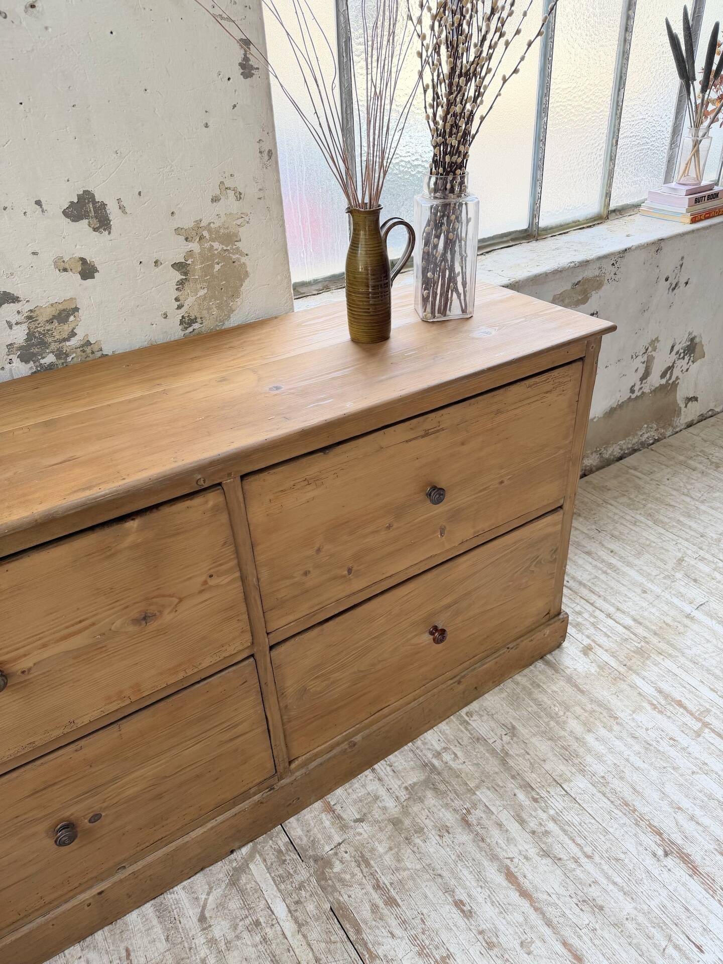 1950s pine workshop furniture 175cm
