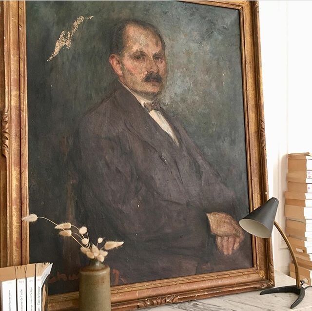 Old oil portrait early 20th century