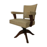 Art Deco style office armchair with swivel and tilting screws, made of wood