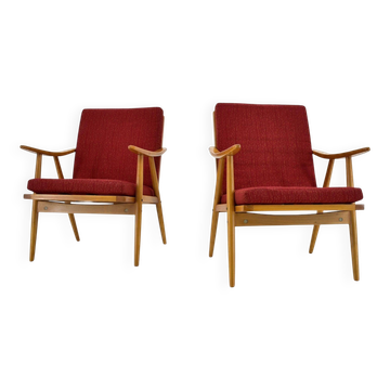 Paire de fauteuils en hêtre Ton/Thonet des années 1960, Tchécoslovaquie