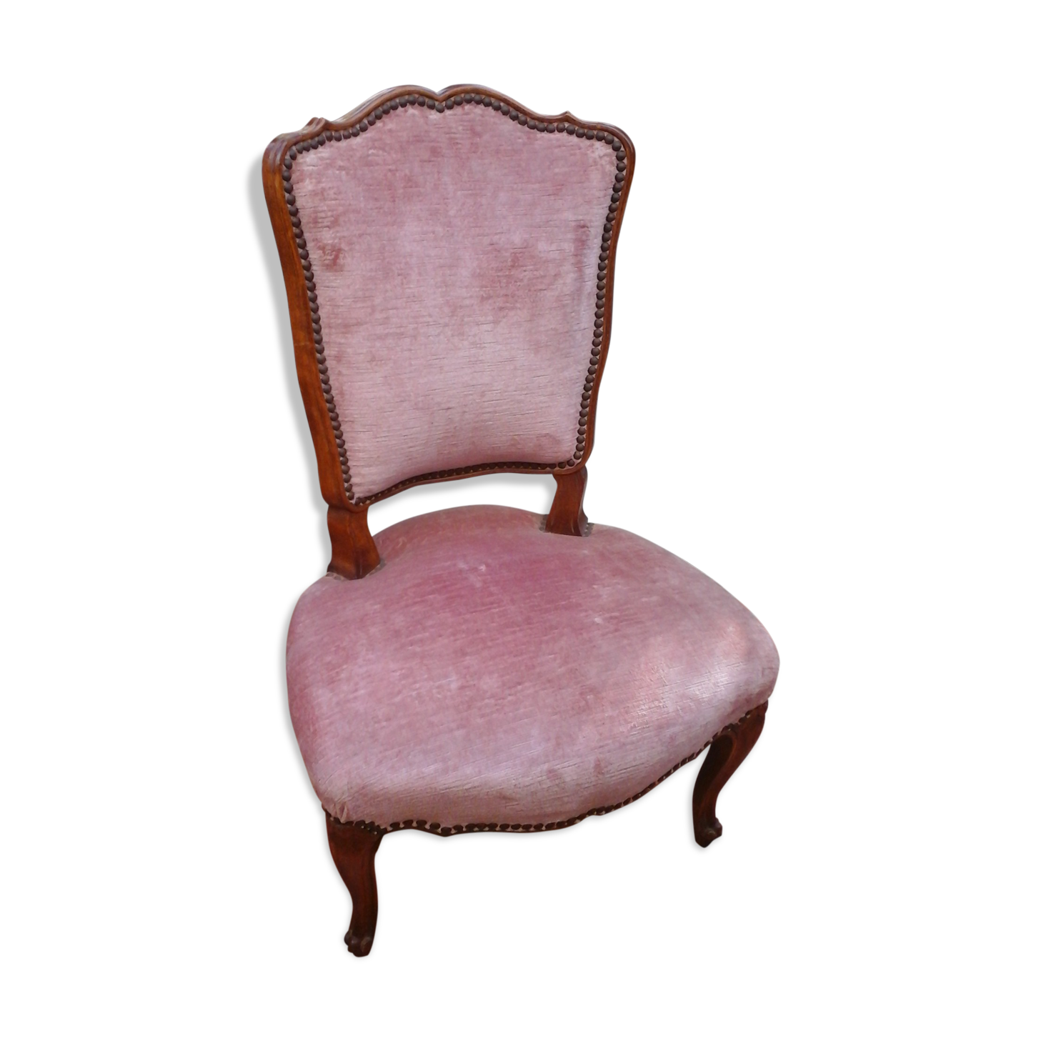 Chaise basse en velours rose