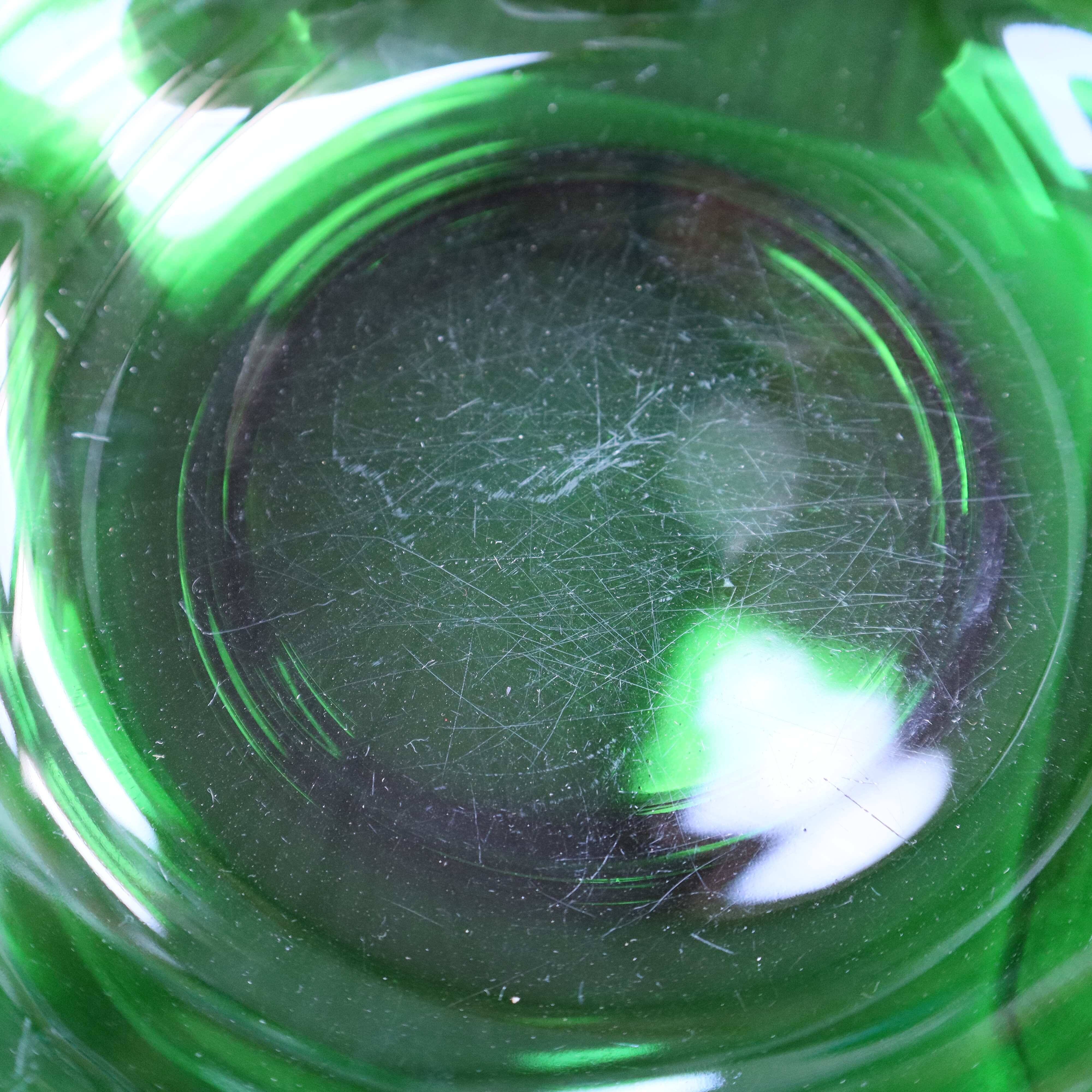 4 vintage green tempered glass soup plates Vereco France