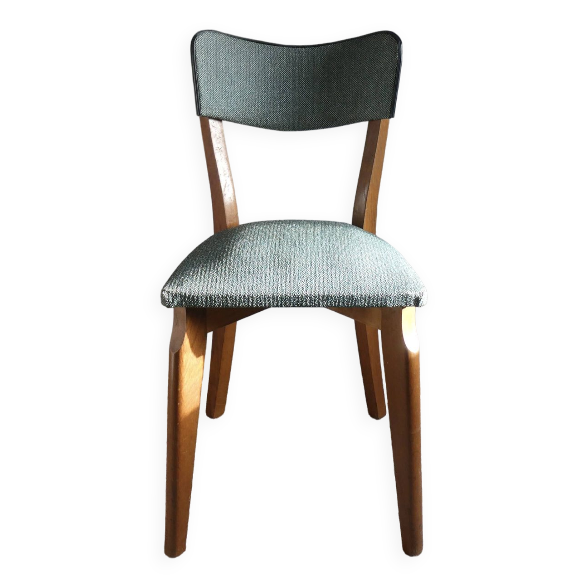 1950s bistro chair, in wood and green skai