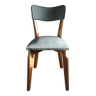 Bistro chair from the 50s, in wood and green Skai