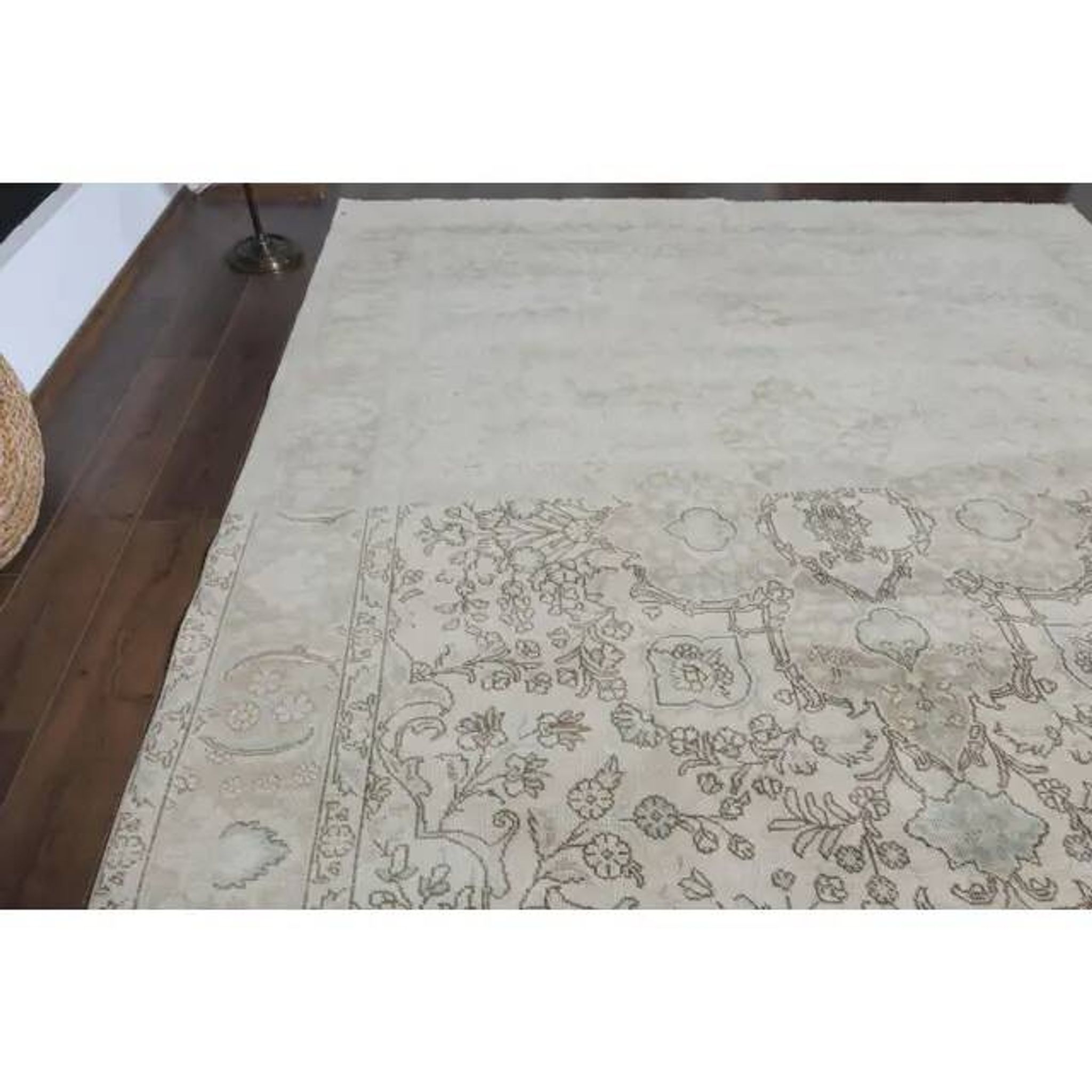 1970s Vintage Persian Handmade Wool Cotton Beige Area Rug 285x370