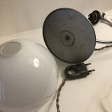 Antique articulated chrome lamp with opaline