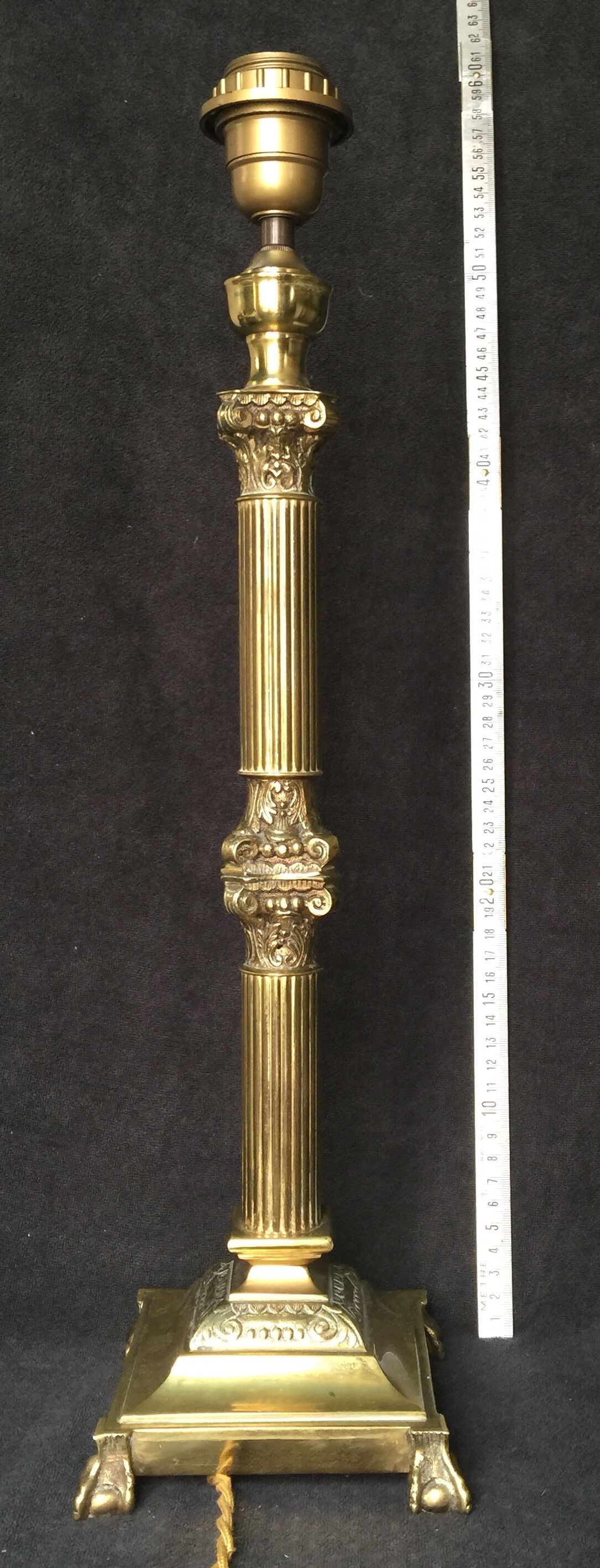 Bronze lamp foot fluted barrel with capitals