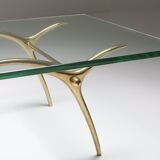 Table basse Hollywood Regency en Bronze par Kouloufi  1970
